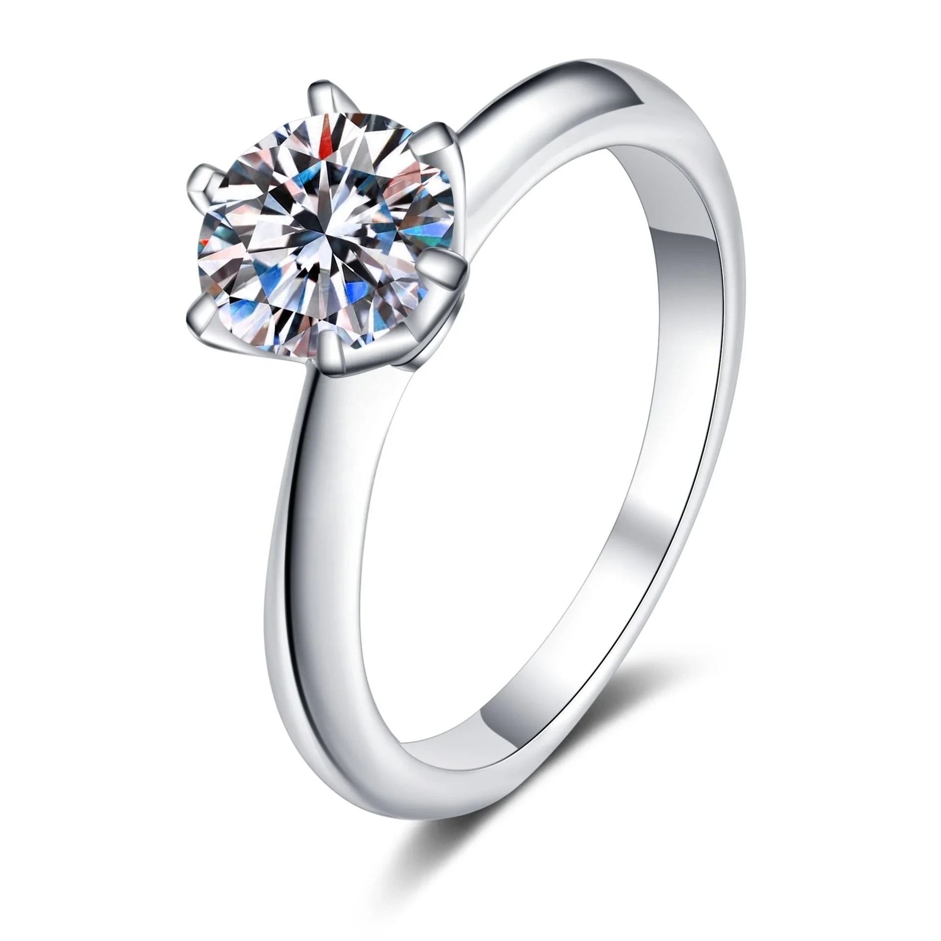 925 Silver Moissanite Ring Engagement Diamond Rings For Women Pt950 Gold And 50 Cents 1 Carat Moissanite Six Claw T Family Ring 1