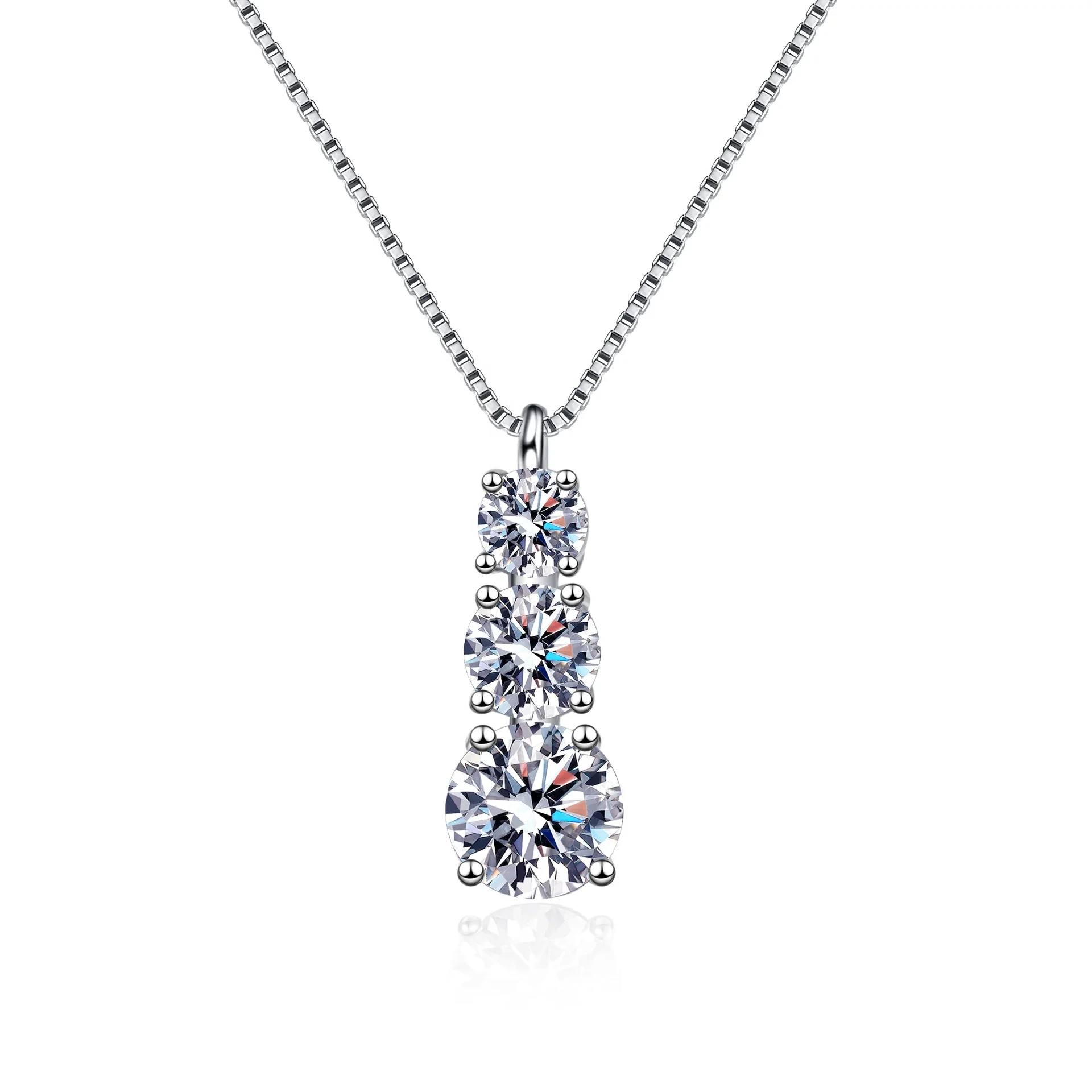 Fine Jewelry Moissanite Chain Necklace S925 Sterling Silver Fully Paved With 1.8 Carat Moissanite Tennis Engagement Necklace 1