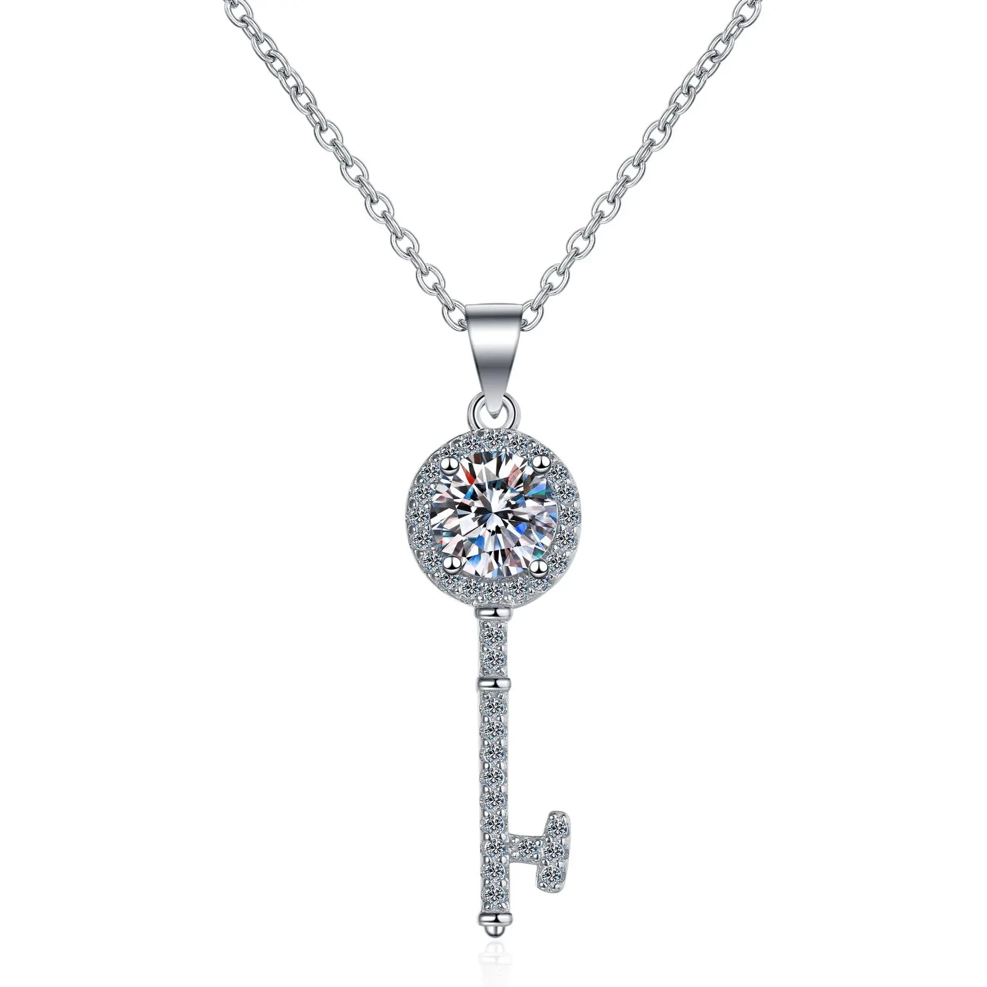 925 Sterling Silver Pt950 Gold Plated Jewelry Lock And Moissanite Diamond Key Vvs Pendant Necklace For Woman 1