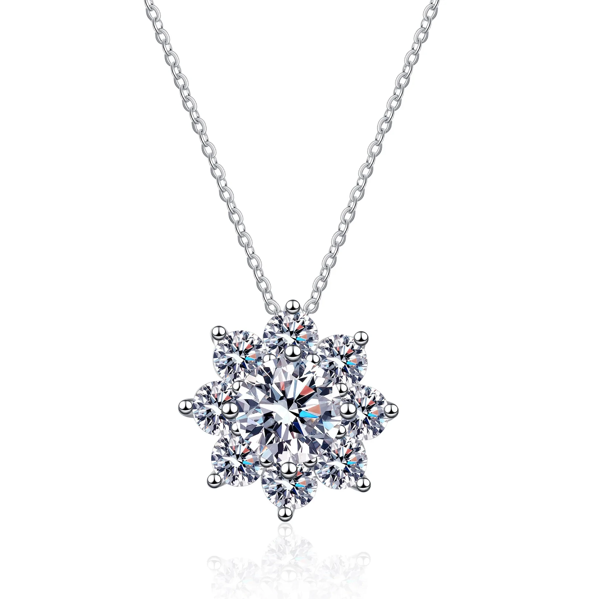 Wish Jewelry White Gold 925 Sterling Silver 1ct Lab Grown Moissanite Snowflake Necklace For Valentine's Day 1