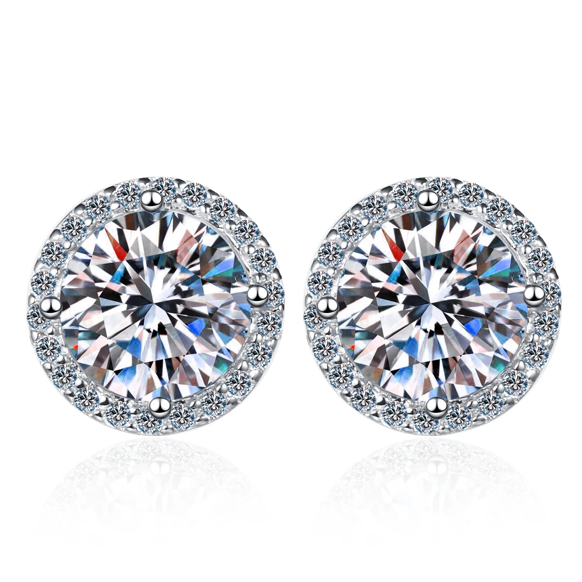 2024 New 925 Sterling Silver Vintage Simple 1 Carat Moissanite Four Claw Round Stud Earrings For Women 1