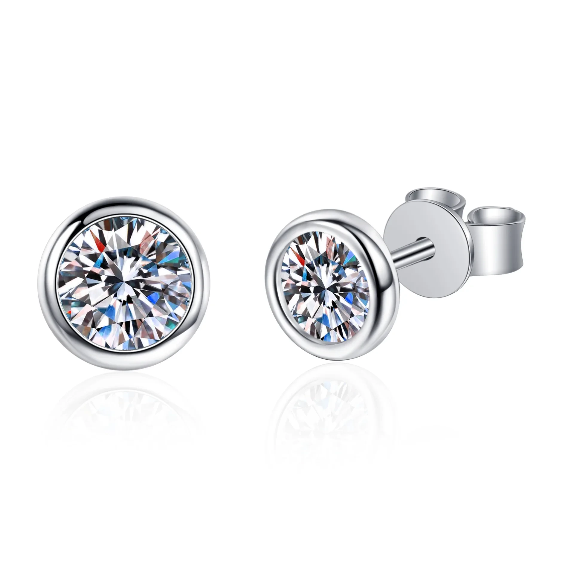 2024 新 Pt950 ゴールドメッキ 925 スターリングシルバー 1ct 、 2ct モアッサナイトファッションイヤリング卸売シンプルなイヤリング女の子のための 1
