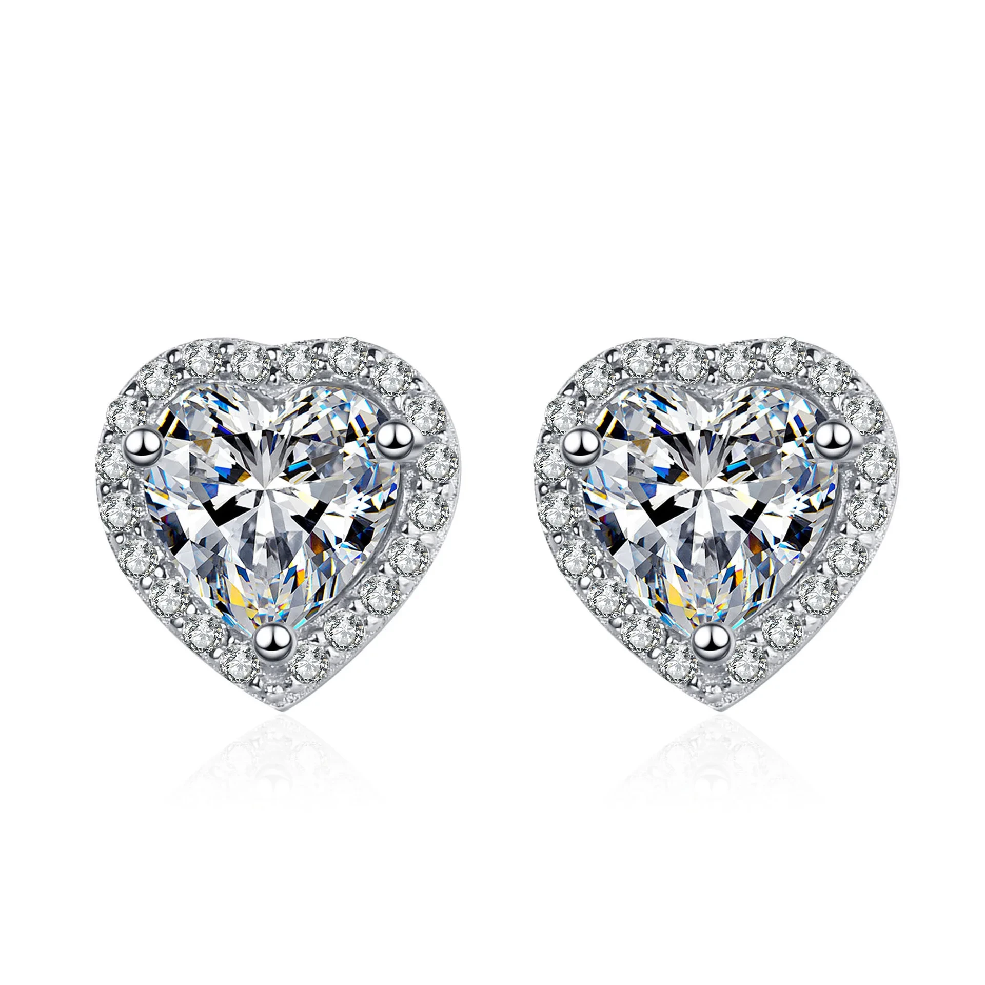1ct、2ct 925 スターリングシルバー高級 Vvs ハートモアッサナイトイヤリング高級デザイナー結婚式用 1