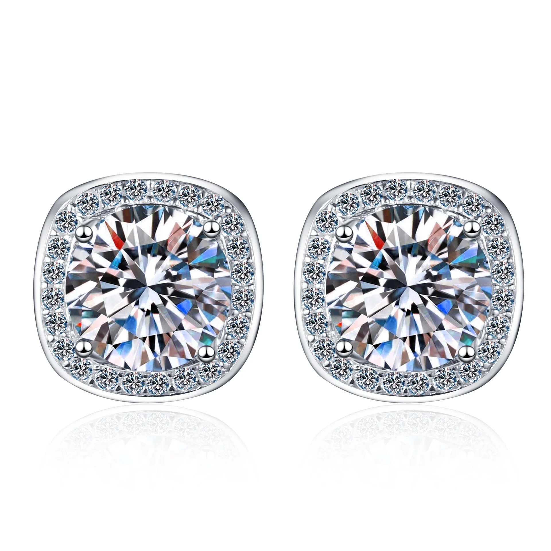 Luxury 925 Sterling 1ct/2ct Lab Grown Diamond Moissanite Bridal Earrings Wedding European Market 1