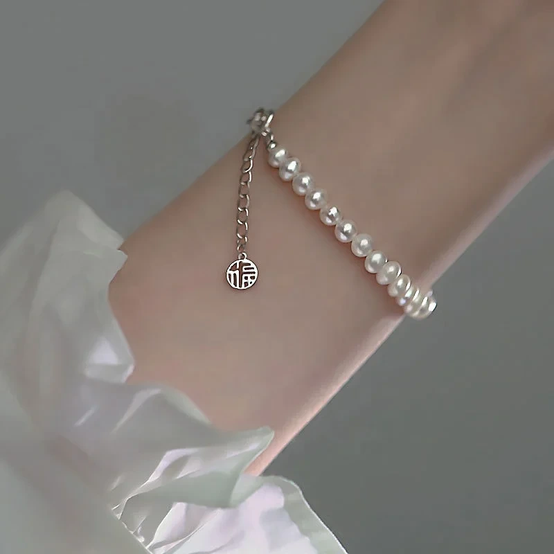 Luxury Real 925 Sterling Silver Fresh Water Pearl Woman Bracelet Elegant Baroque Pearl Bracelet For Woman 1
