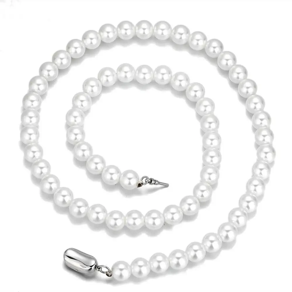 High Quality Stainless Steel 8mm Fresh Water Pearl Necklace Women's Light Luxury Pearl Necklace Custom Fashion Jewelry Necklaces 1