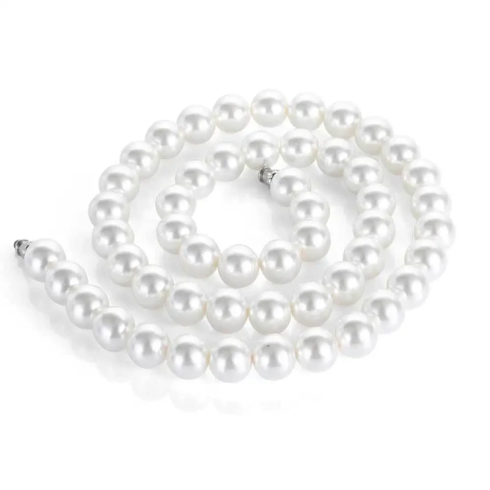 Fashion Hip Hop Simple White Long Pearl Necklace Women Costume Jewelry Wholesale 1