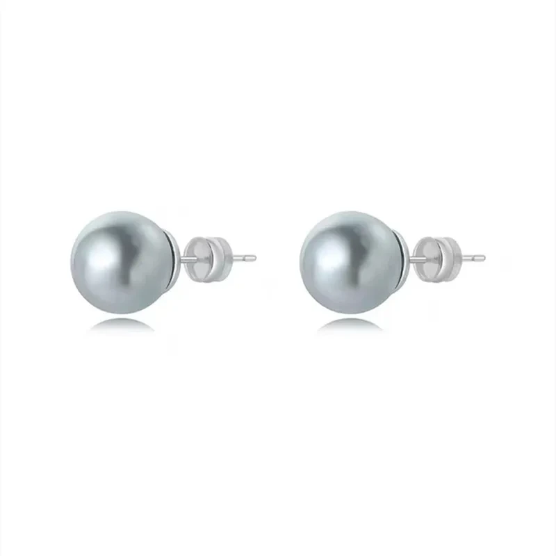 2024 Hot Fashion Grey Pearl Earrings Stud Female Cold Wind Simple Senior Sense Earrings Wholesale Women Jewelry 1