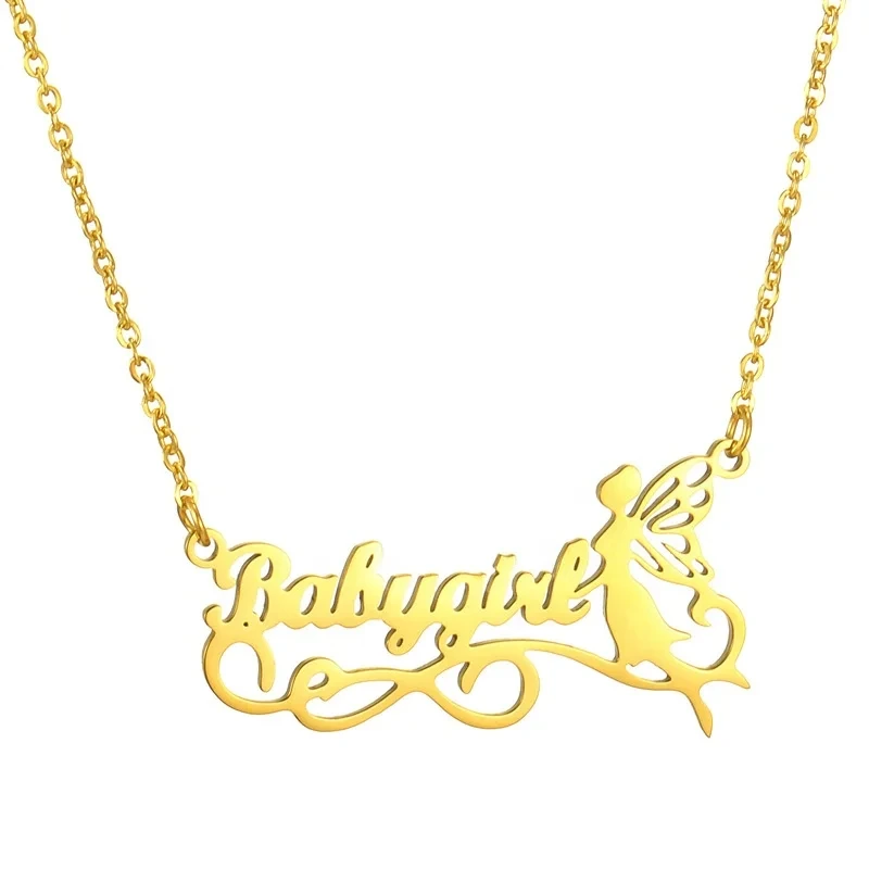 Custom Necklace Stainless Steel Angel Elf Name Letter Necklace One Piece Can Do Models Names Necklace 1