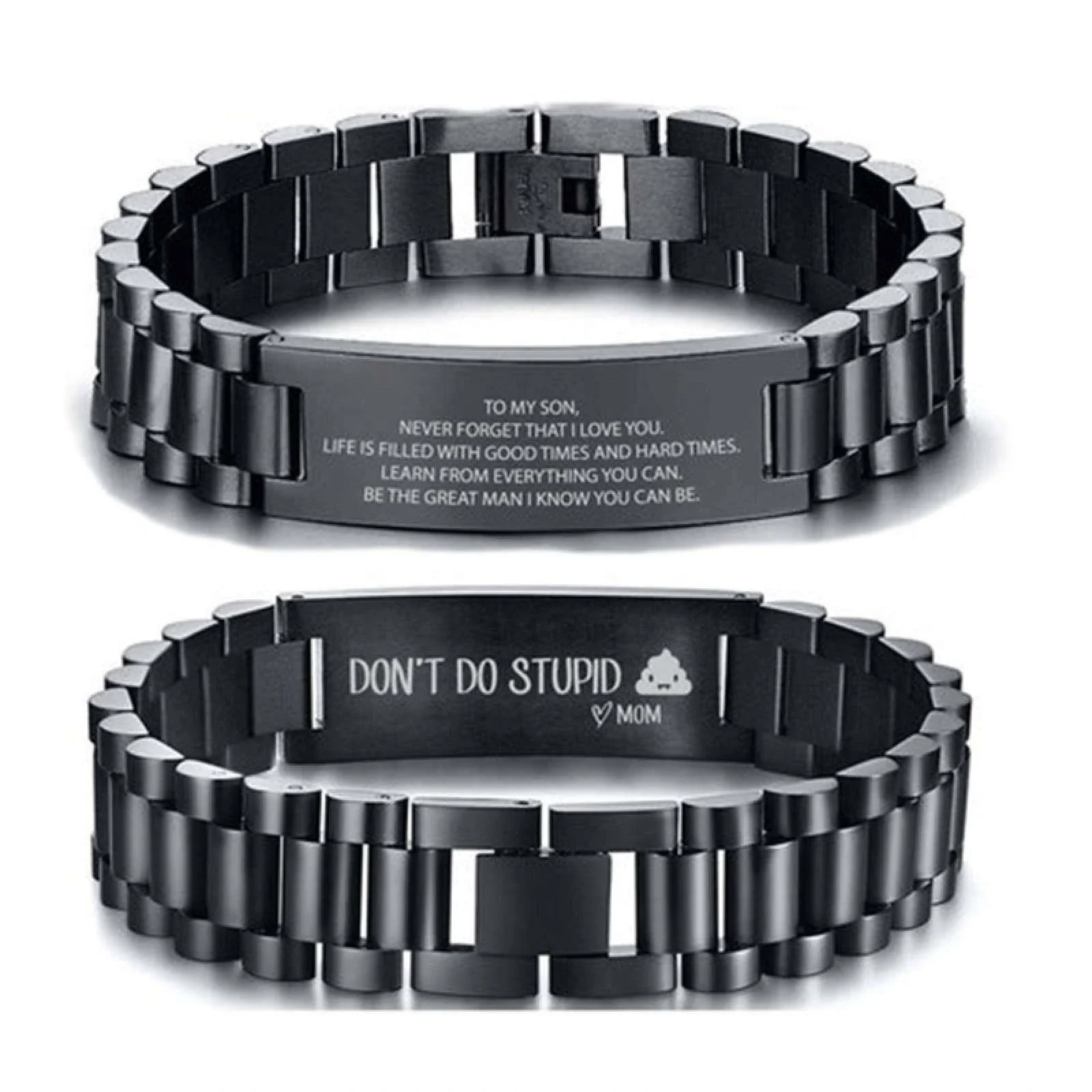 Personalized Engraved Titanium Steel Adjusting Black,Silver,And Gold Watch Bands For Father Day Gifts 1