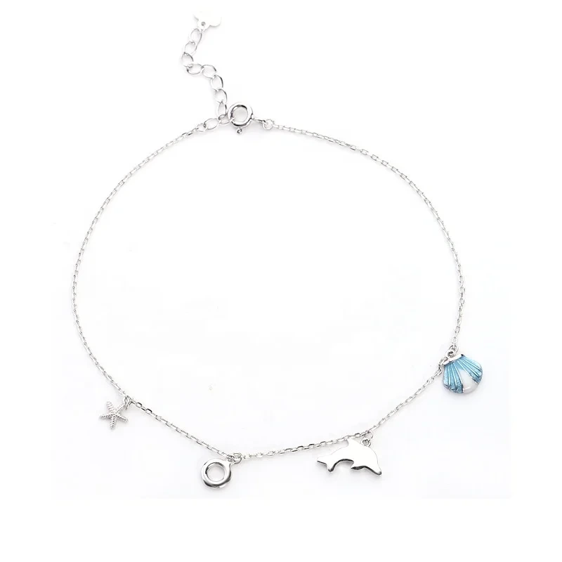 Summer Ocean Series Anklets S925 Sterling Silver Fine Jewelry Leg Chain Anklets Silver Anklet Designs Girls 1