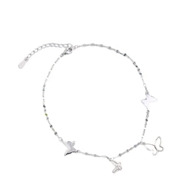 2023 Fashion Jewelry S925 Sterling Silver Charm Butterfly Zircon Anklet 1