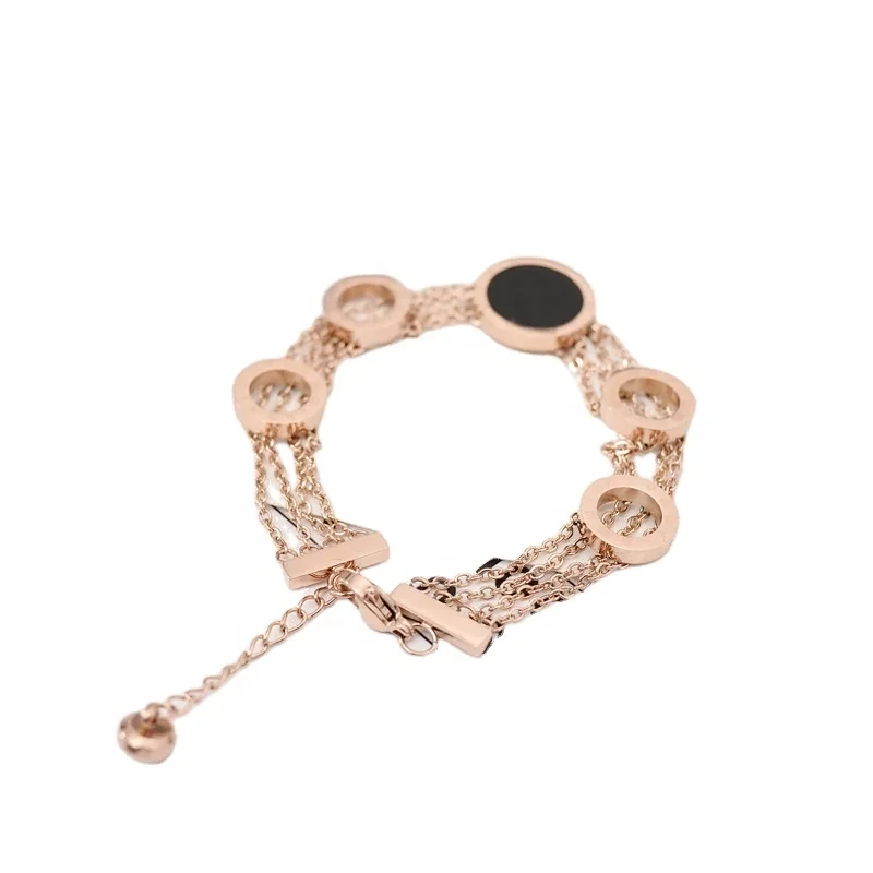 Fashion Jewelry Black Round Circle Multilayer Bracelet Titanium Steel Bracelet Women 1