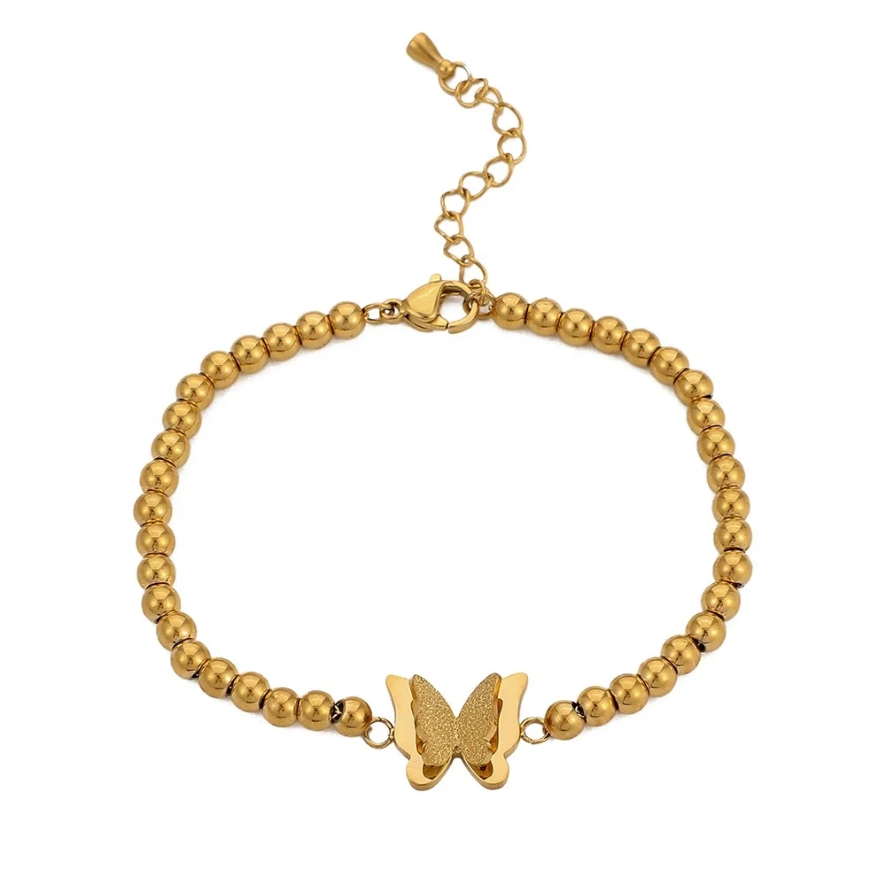 2024 New Gold Bracelet Models Butterfly Bracelet Stainless Steel Gold Filled Beaded Bracelet For Girl Friend 1