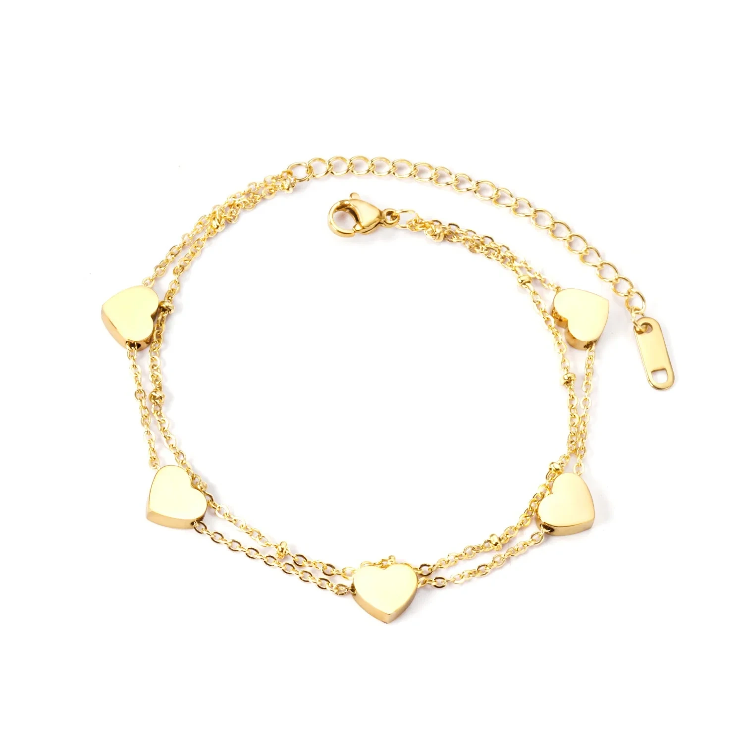 Stainless Steel 18k Gold Pvd Plated Non Tarnish Heart Bangle Bracelet With Heart For Valentine Day Gift 1