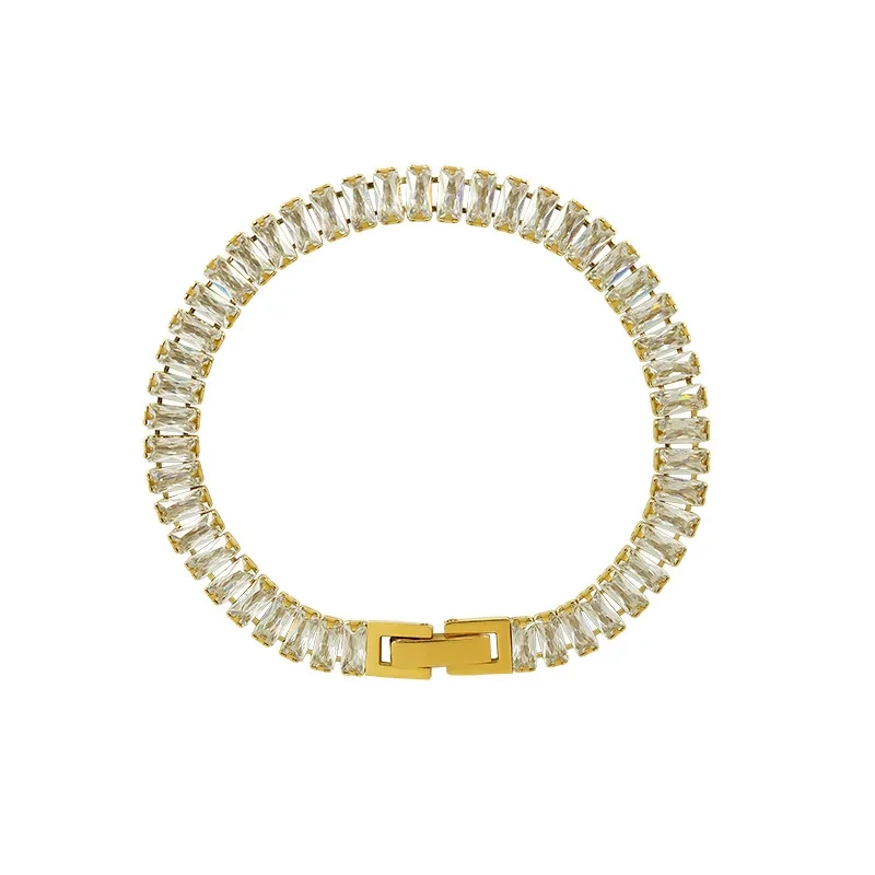 Wholesale French Trendy Niche Jewelry Full Diamond Zircon Bracelet Titanium Steel Bracelets For Woman 1