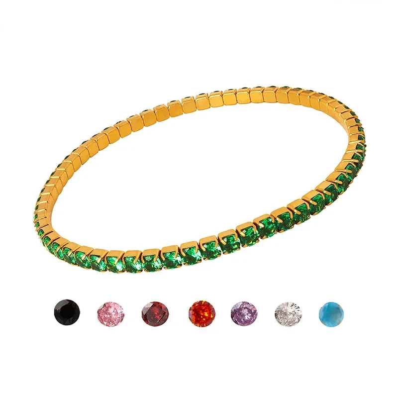 Elastic Bracelet Women Luxury 4mm Single Cubic Mosinite Cz Full Diamond Tennis Chain Fine Jewelry Bracelet Femme 1