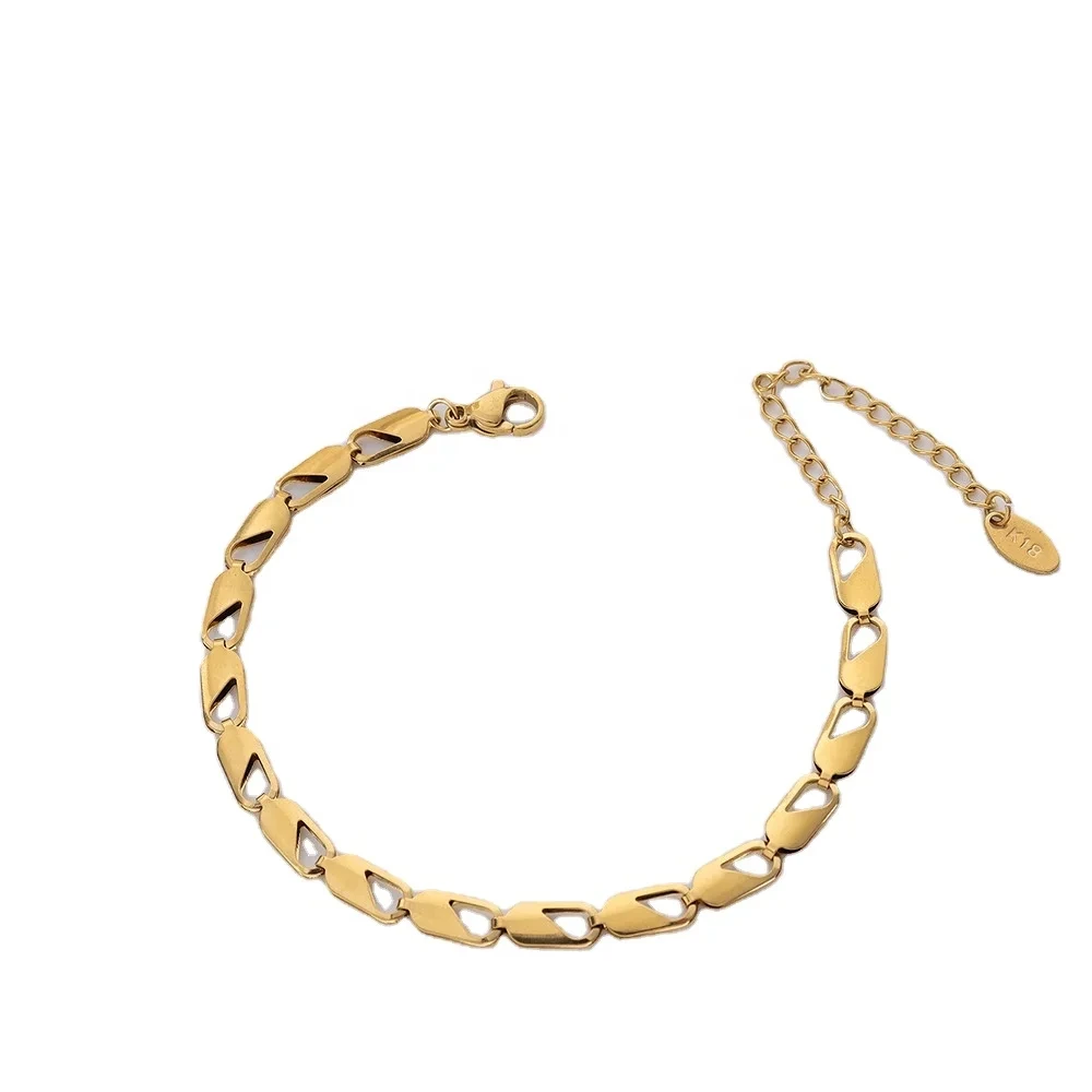 High Quality Simple Titanium Steel 18k Gold Plated Link Chain Bracelet For Woman Simple Bracelet Gift For Girls 1