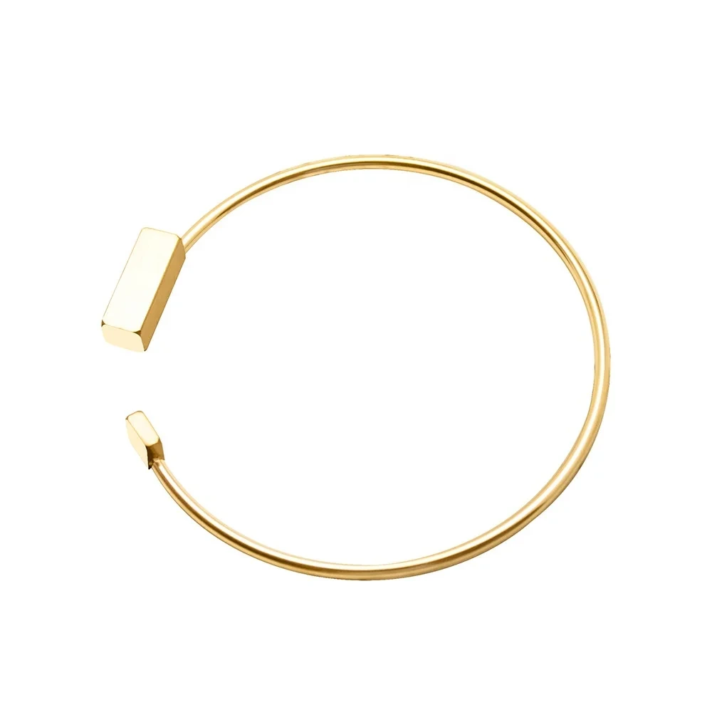316l Stainless Steel 18k Gold Plated Simple Bracelet Women C Shape Open Bangles For Girls 1