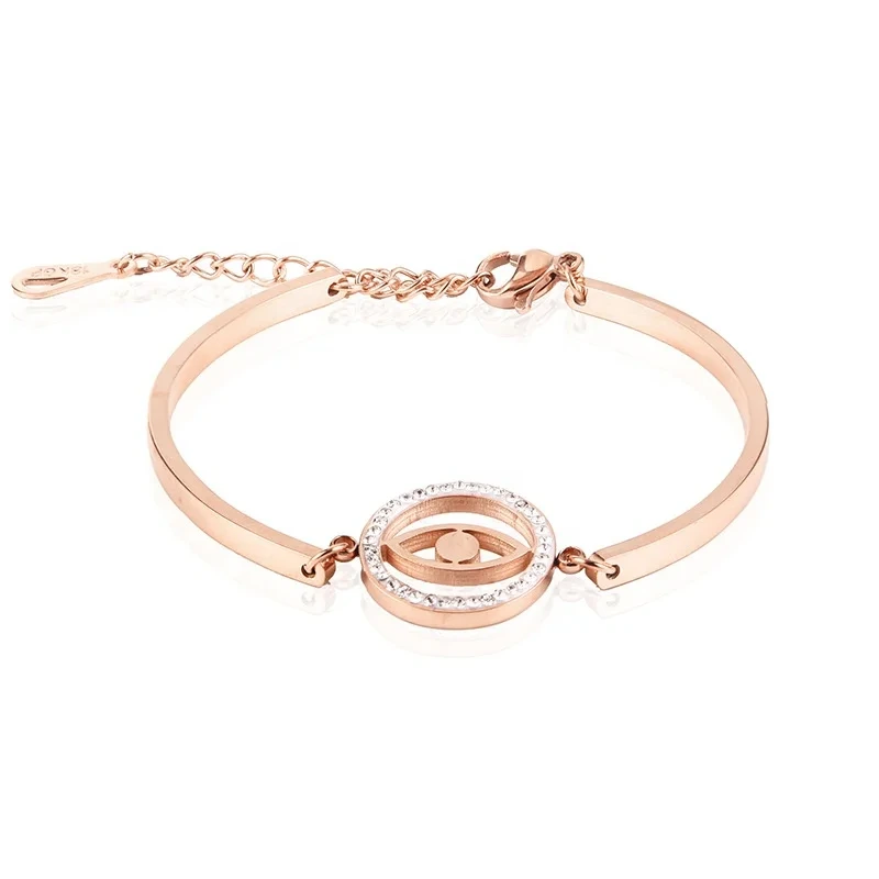 2024 New Product Rose Gold Bracelets For Women 18k Plated Stainless Steel Adjustable Zircon Bracelet Women 1