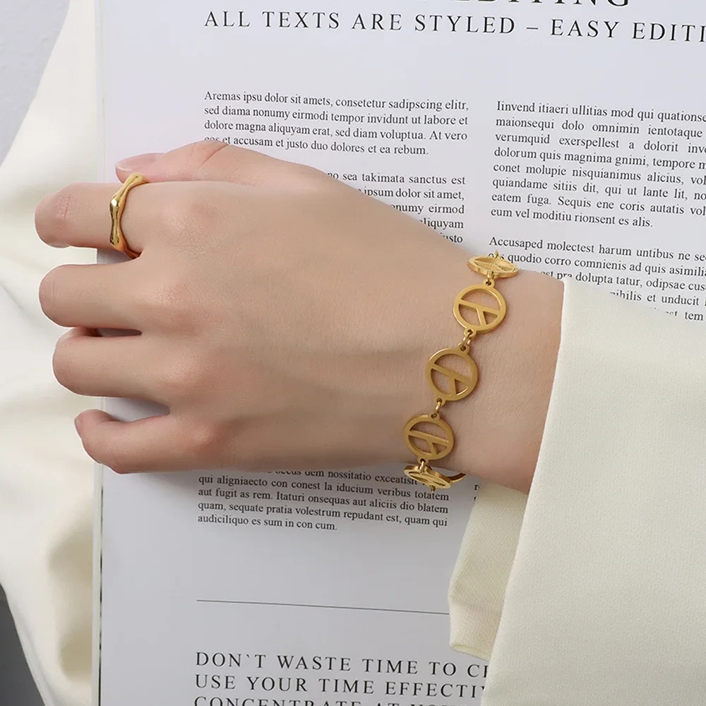 Korean Style Bracelet Y Shaped Letter Pendant Bracelet Titanium Steel 18k Rose Gold Jewelry Bangles 1