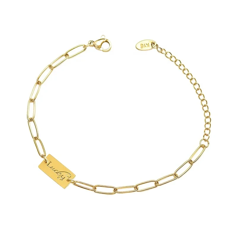 High Quality Stainless Steel Lucky Link Chain 18k Gold Best Friend Bracelet For 2 Girls 1