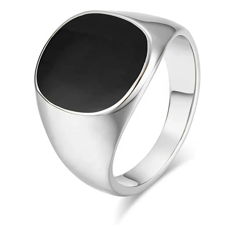 Stainless Steel Ring Manufacturer Produced Drop Oil Round,Square Oval Unique Men Rings For On Line Ring Store 1