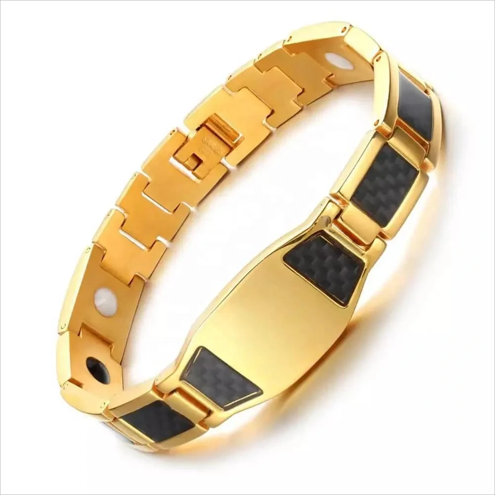 Hot Sell Magnetic Bracelet Health Blue Carbon Fiber Steel Metal Bracelet Magnetic Buckle Strap Clasp Bracelet 1