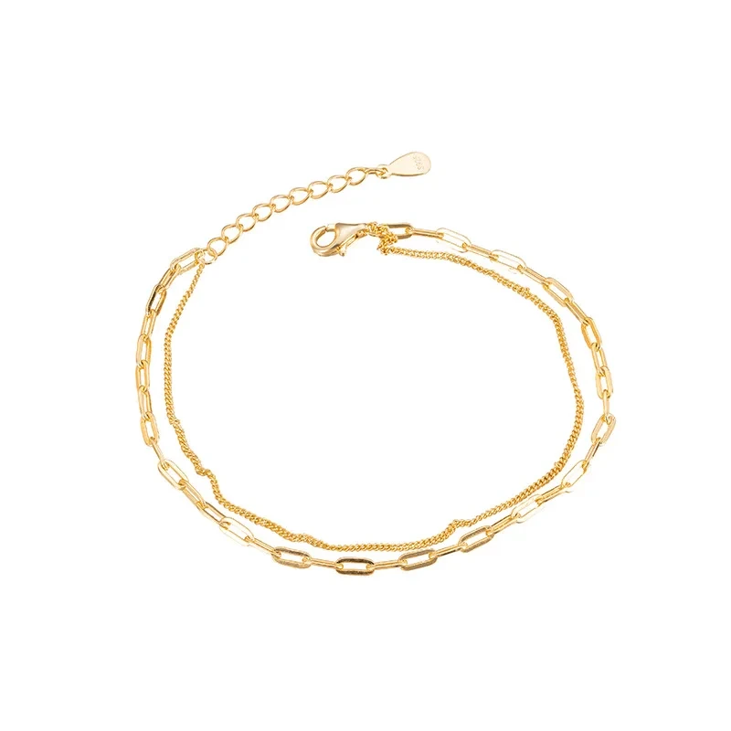 Ladies Fine Jewelry Sterling 925 Silver Bracelet Factory Gold Plated Sterling 925 Silver Designer Bracelets Chain Link Bracelet 1