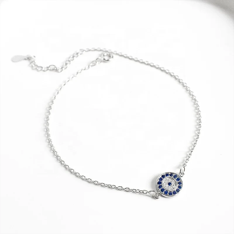 Real 925 Sterling Silver Turkey Evil Eyes Anklet Blue Foot Chain Devil Eyes Ankle Bracelet For Women 1