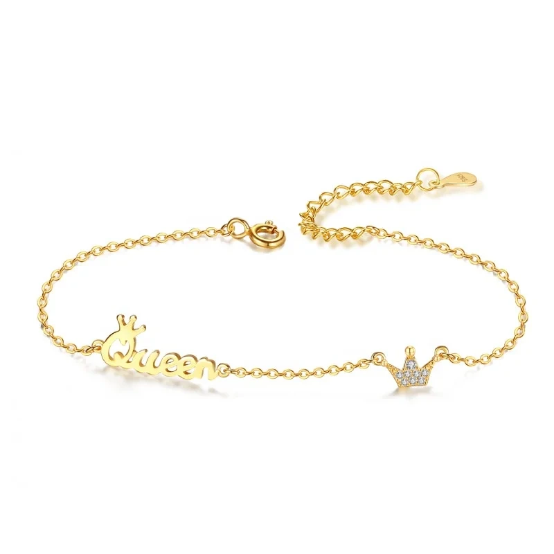 Charm Bracelets Wholesale New Trendy S925 Sterling Silver 18k Gold Plated Jewelry Letter Bracelet 1