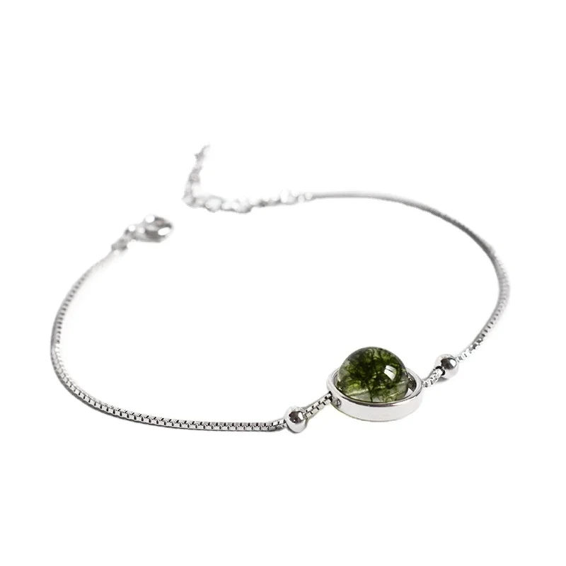 New Trendy S925 Sterling Silver Starry Green Ghost Bracelet Fashion Crystal Bead Bracelet For Women 1