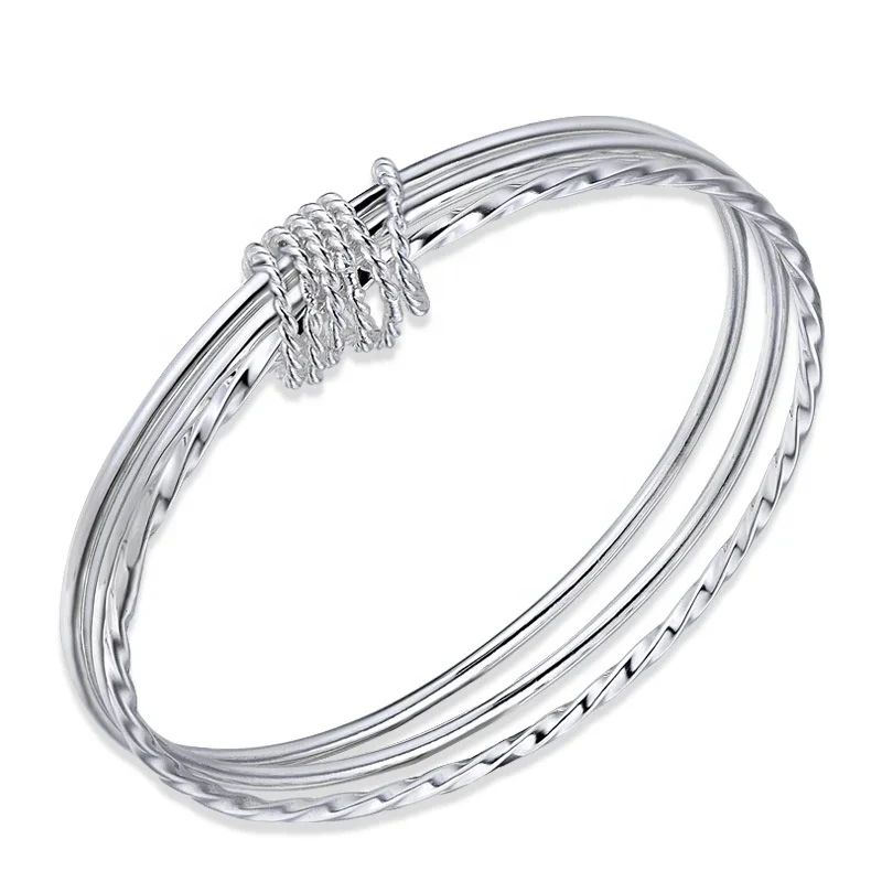 999 Sterling Silver Three Circles Bangle Women Jewelry Bangles Bracelet Anniversary Gift Girlfriend Jewelry Bangles 1