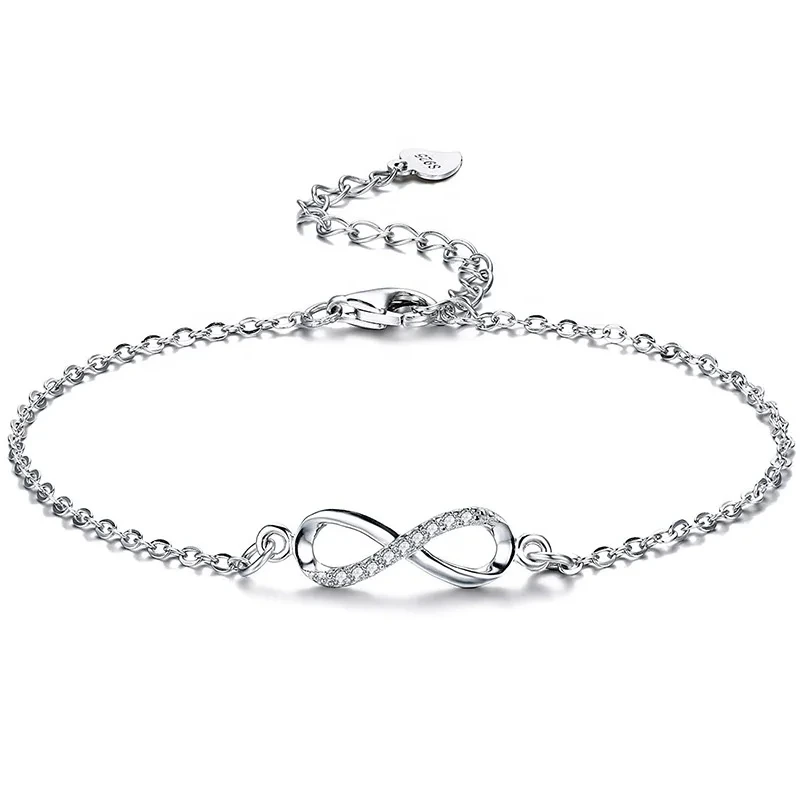 925 Sterling Silver Infinity Adjustable Bracelet With Zircon Diamond Bracelet For Gift 1