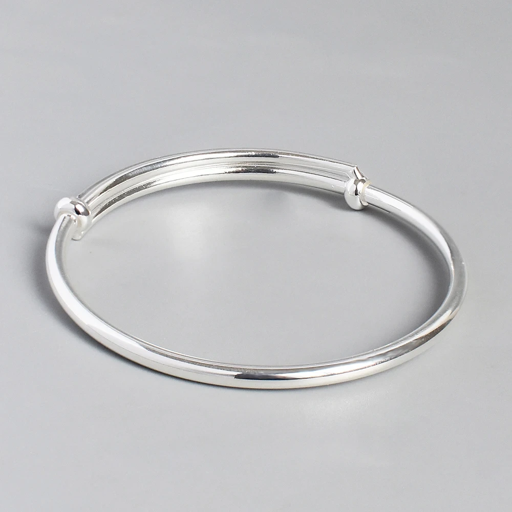 2021 Fashion Women's Bracelet Silver Jewelry S925 Sterling Silver Push-pull Adjustable Bangle 1
