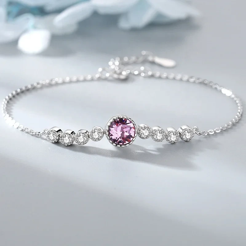 Ocean Heart S925 Sterling Silver Bracelet Austrian Crystal Bracelet Women Jewelry 1