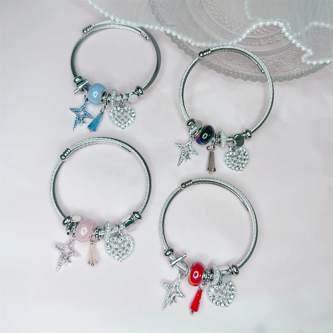 Cheap Jewelry For Women Wholesale Women Stainless Steel Open Charm Bracelet Alloy Charm Hand Bracelet For Women 1