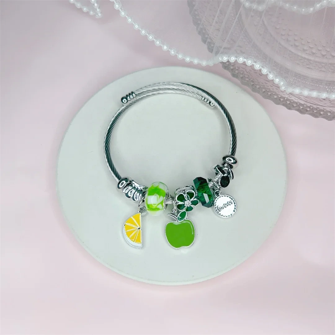 Pan.dora Factory Supply Stainless Steel Open Charm Bracelet Colorful Crystal Diamond Fashion Jewelry 1