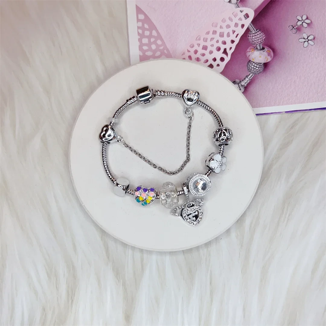 Fashion Women's Charm Bracelet Diy Various Styles Of Colored Beads Stainless Steel Wrist Band Bracelet 1