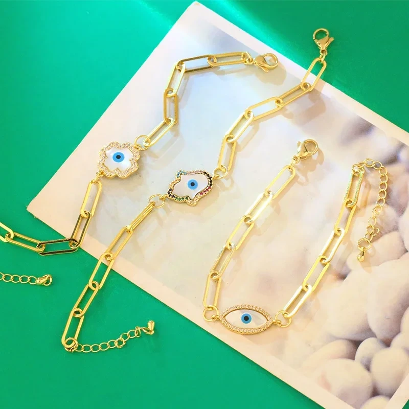 Hot Sale Gold Zircon Bracelet Bangle Fancy Chain Bracelet For Girls Eye Bracelet 1