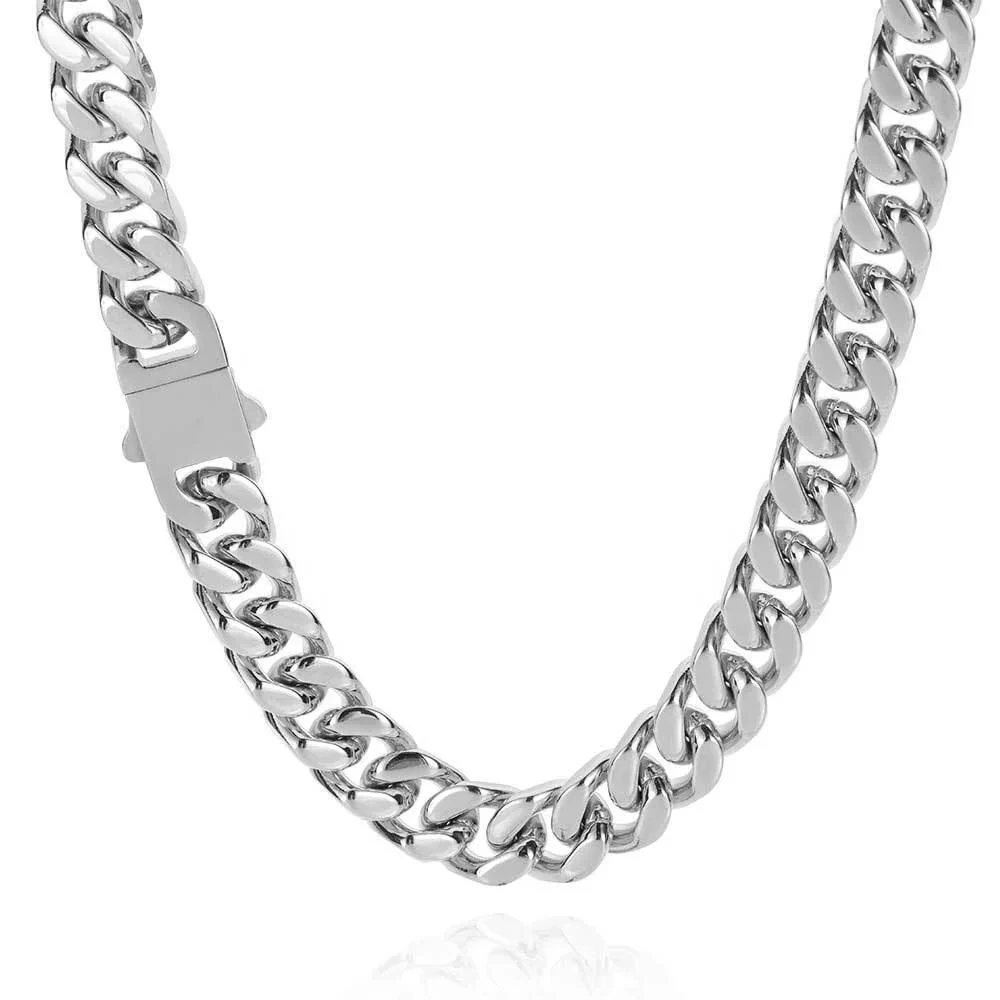 Wholesale Stainless Steel 5mm,7mm,9mm 11mm,13mm,15mm Gold Silver Thick Cuban Link Chain For Man 1