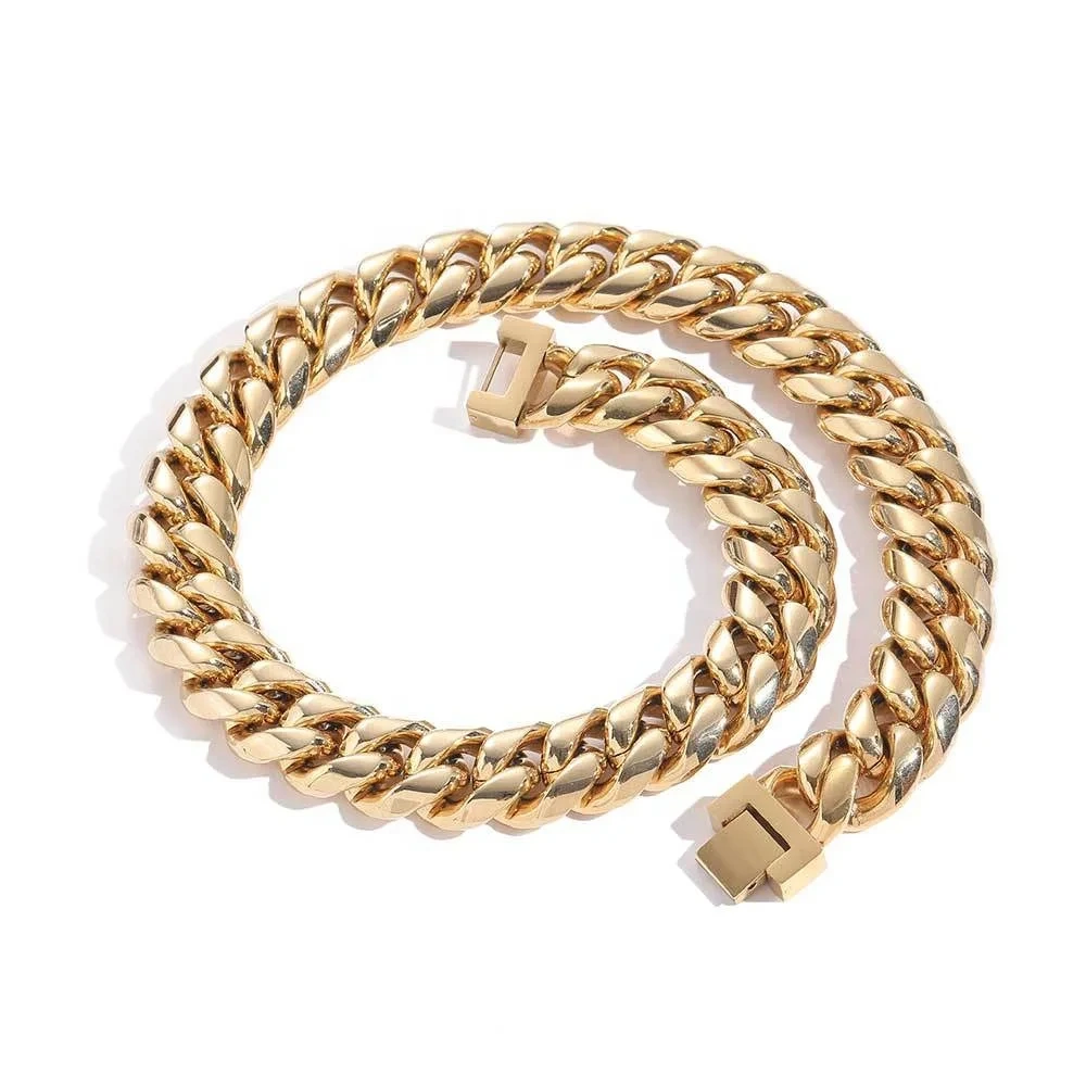 Stainless Steel Custom Cuban Link Chain 6mm 8mm 10mm Cuban Linck Chain Men Necklace For Choosing 1