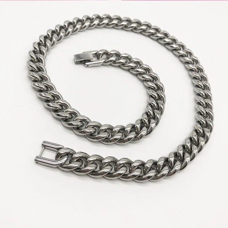Hip Hop Cuban Chain Men Necklace Encryption Single Button Round Ground Jewelry Buckle Necklaces 1