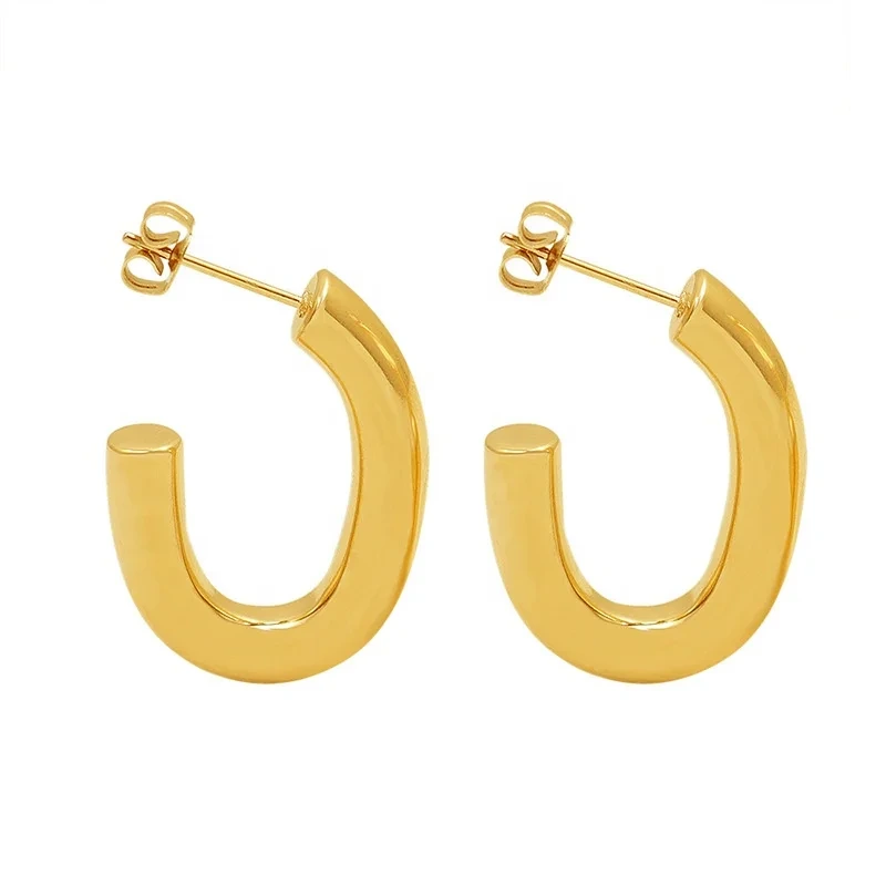 Hollow Hoop Earrings 18k Gold Plated Stainless Steel Geometric U Shape Earrings Jewelry For Women Fashion Jewelry Earrings 1