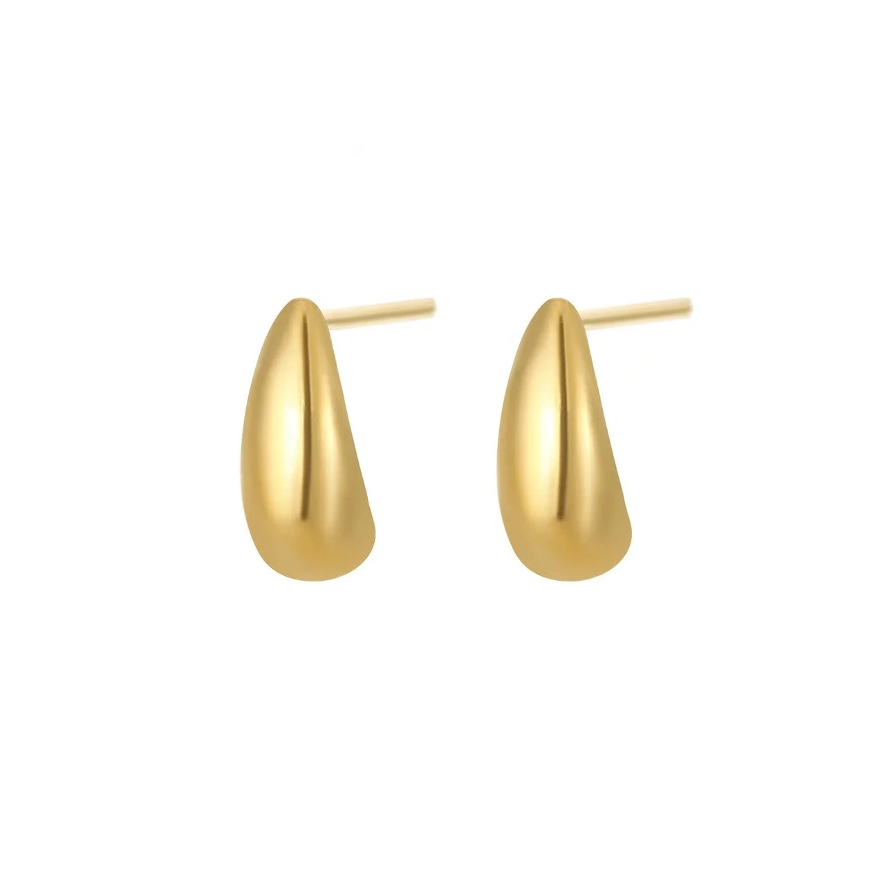 18k Gold Water Drop Shape Stud Hammered Earrings Tear Drop Earrings Stainless Steel 18k Gold Surgicul Earrings Studs 1