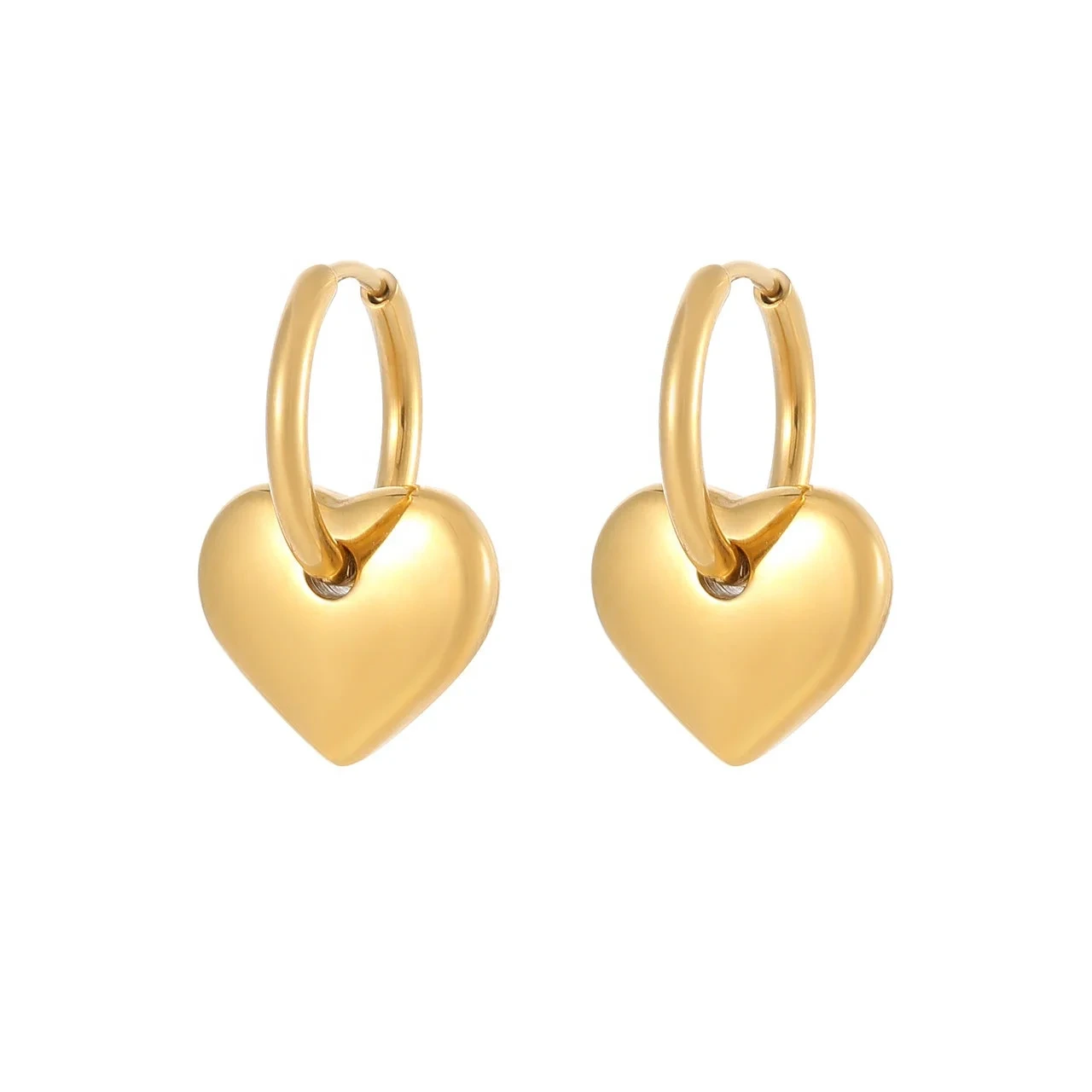 2024 New Gold Plated Heart Drop Earrings Stainless Steel Gold And Silver Fashion Cold Wind Heart Shaped Stud Earrings 1