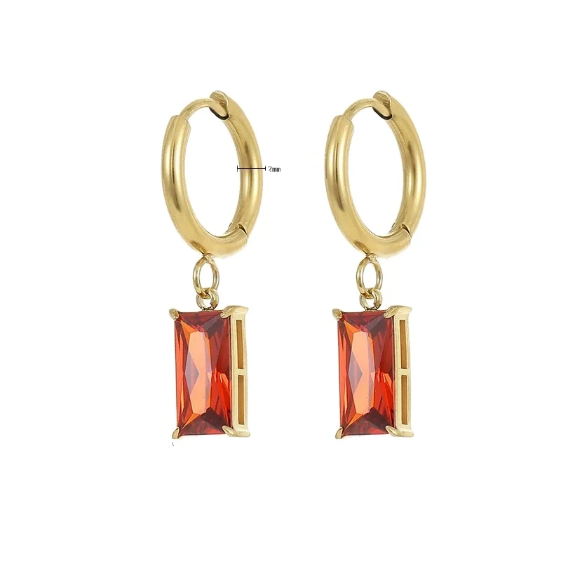 2024 Light Luxury 18k Gold Plated Statement Earring Green Red White Purple Zircon Earrings For Women 1