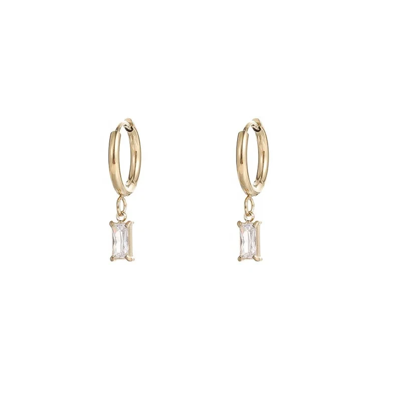 2024 Fashion New Hoop Zircon Earrings 18k Gold Plated Diamond Stainless Steel Earrings 1