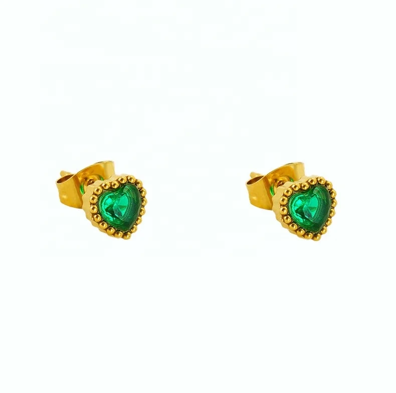 Colored Cubic Zirconia Gemstone Earring Stud Small Earrings For Women 18k Gold Plated Studs Earrings For Party 1