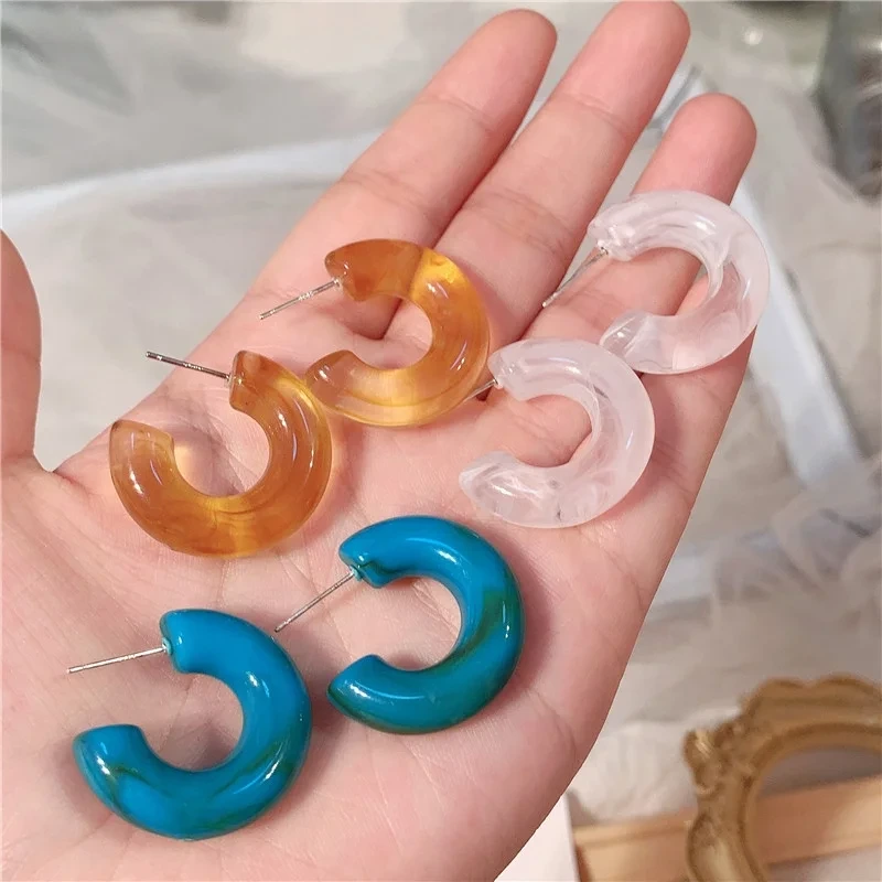 S925 Silver Needle Fashion Acetate Acrylic Earrings Wholesale Geometric Drop Earrings Acrylic Hoop Earrings 1